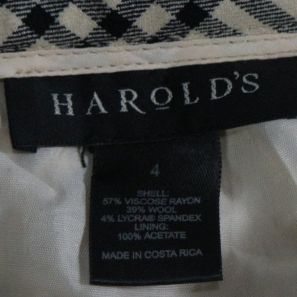 HAROLD'S Cream/Black Cross Pattern Skirt Sz 4 US - Picture 3 of 9